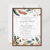 Boho Feather & Eucalyptus Weddenschap Kaart (Voorkant)