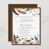 Boho Feather & Eucalyptus Weddenschap Kaart (Voorkant / Achterkant)