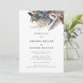 Boho Feather Floral bruiloft uitnodiging (Staand voorkant)