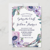 Boho Feather & Floral krans bruiloft uitnodigingen (Voorkant)