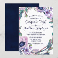 Boho Feather & Floral krans bruiloft uitnodigingen