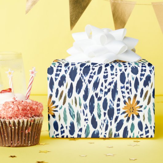 Boho Feather & Floral Pattern Cadeaupapier (Verjaardagsfeest)