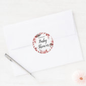 Boho Feather Floral Wreath Baby shower Ronde Sticker (Envelop)