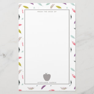 Boho Feather Gray Apple-leraar Briefpapier