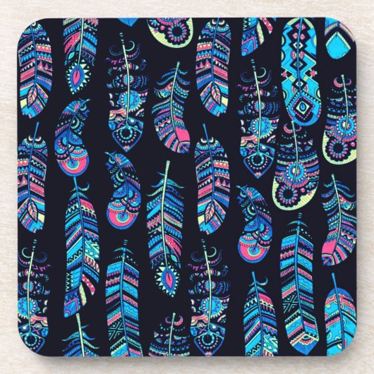 Boho Feather Pattern Bier Onderzetter (Voorkant)