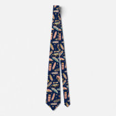 Boho Feather Pattern op Navy Blue Stropdas (Voorkant)