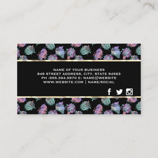 Boho Feather Pattern | Visitekaartje met goudvormi (Achterkant)