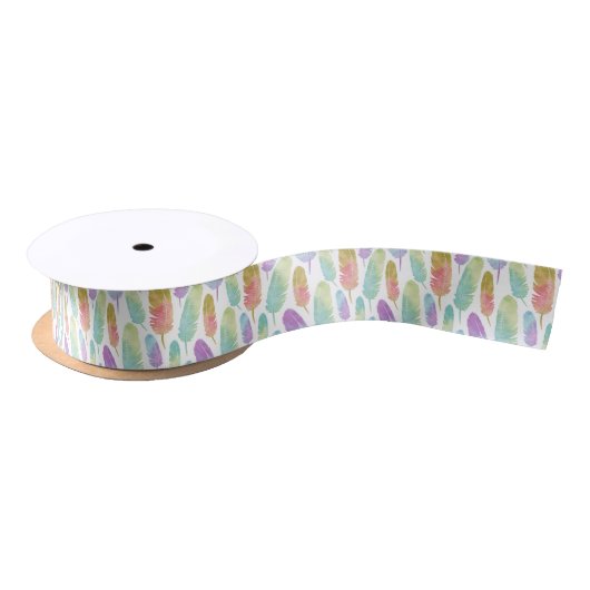 Boho Feather Pattern Waterverf Rainbow Lint (Spoel)