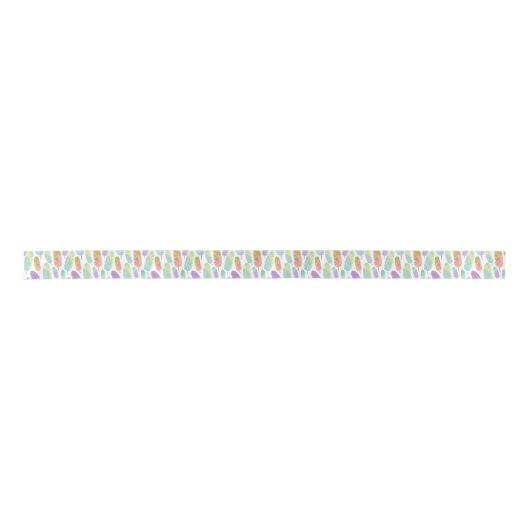 Boho Feather Pattern Waterverf Rainbow Lint (Voorkant)