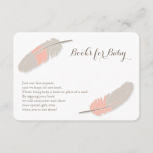 Boho Feather Pink en Grey Informatiekaartje
