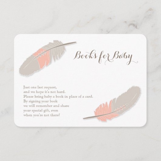 Boho Feather Pink en Grey Informatiekaartje (Voorkant)
