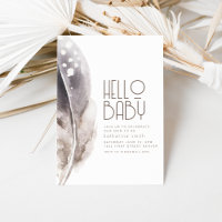 Boho Feather Thema Baby shower Uitnodiging