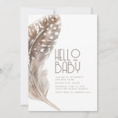 Boho Feather thème Baby shower Invitation (Devant)