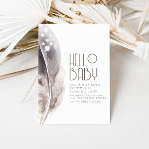 Boho Feather thème Baby shower Invitation