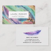 Boho Feather Waterverf Bohemian Chic Visitekaartje (Voorkant / Achterkant)