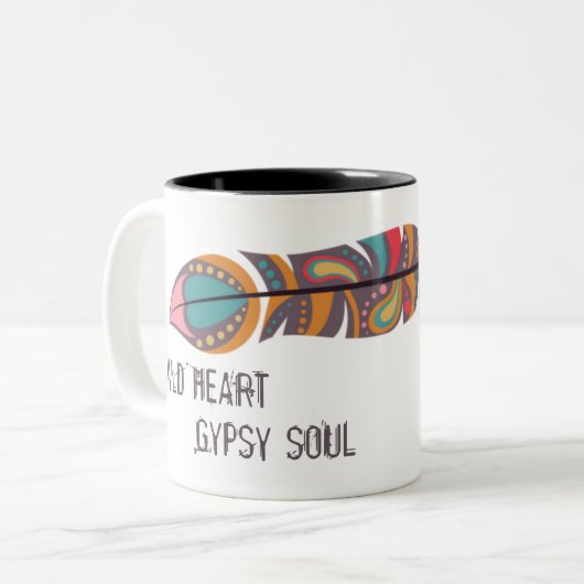 Boho Feather Wild Heart Gypsy Soul Mug (Devant gauche)