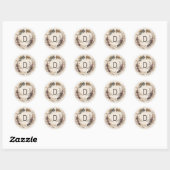 Boho Feather Wreath Monogram Ronde Sticker (Vel)