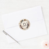 Boho Feather Wreath Monogram Ronde Sticker (Envelop)
