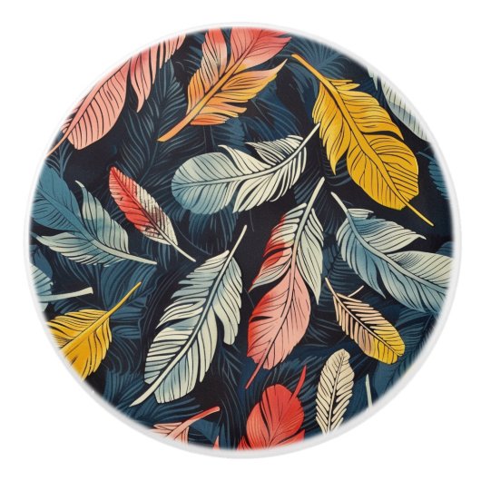 Boho Feathered Whimsy Keramische Knop (Voorkant)