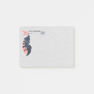 Boho Feathers and Arrow Personalized Post-it® Notes