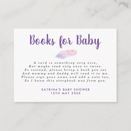 Boho Feathers Books voor Baby Insert Informatiekaartje (Voorkant)