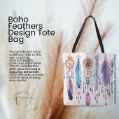 Boho Feathers Design Canvas tas