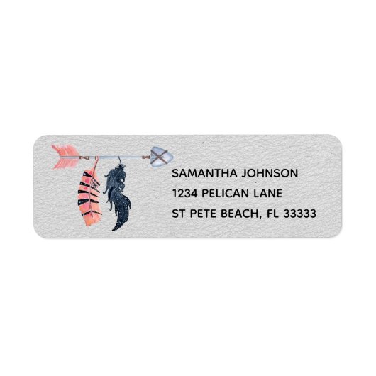 Boho Feathers en Arrow Return Adres Label (Voorkant)