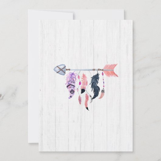 Boho Feathers & Flèche Baby shower Invitation (Dos)