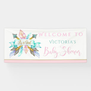 Boho Feathers Flèches Fille Baby shower Bannières