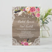 Boho Feathers & Lace Rustic Bridal of Baby shower Kaart (Staand voorkant)