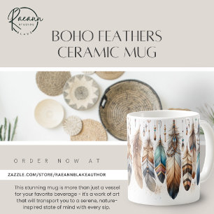 Boho Feathers Mug en céramique