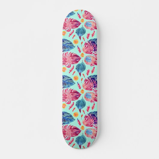 Boho Feathers Pattern Skateboard (Voorkant)