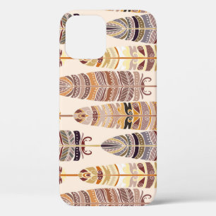 Boho Feathers: Tribaal Naadloos Patroon iPhone 12 Hoesje