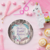 Boho Feathers Wreath & String Lights Vrijgezellenf Papieren Bordje (Feest)