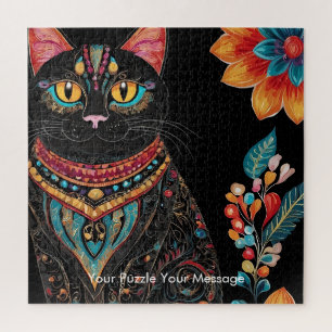Boho Feline Mandala Legpuzzel