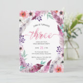Boho fête d'anniversaire Invitation | 3e anniversa (Debout devant)