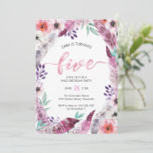 Boho fête d'anniversaire Invitation | 5e anniversa (Debout devant)