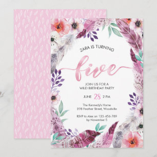 Boho fête d'anniversaire Invitation 5e anniversa
