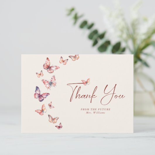 Boho Fête des mariées Carte de remerciements papil (Debout devant)