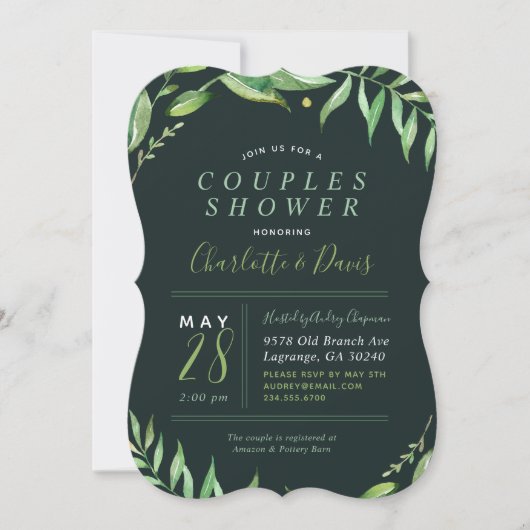 Boho Feuille Couples Douche Invitation (Devant)