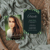 Boho Feuille Photo Graduation Invitation