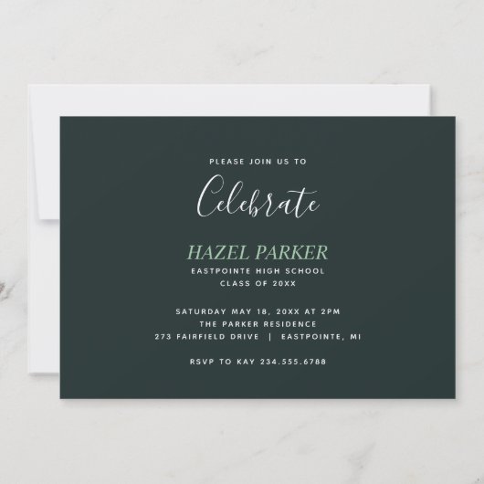 Boho Feuille Photo Graduation Invitation (Dos)
