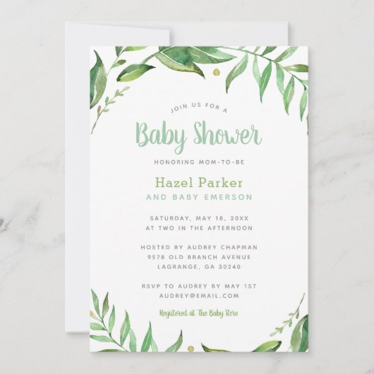 Boho Feuilles Baby shower Invitation (Devant)