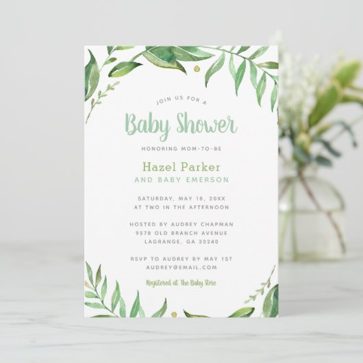 Boho Feuilles Baby shower Invitation (Debout devant)