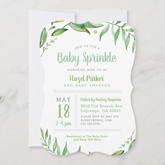 Boho Feuilles Baby Sprinkle Invitation (Devant)