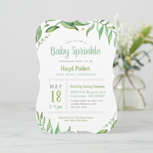 Boho Feuilles Baby Sprinkle Invitation (Debout devant)