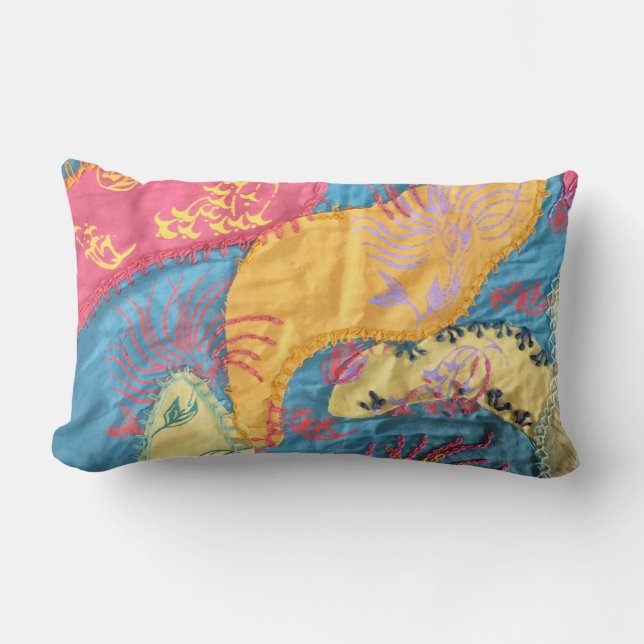 Boho Fibre Art Patchwork Quilt Kussen (Voorkant)