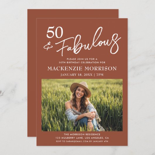 Boho Fifty and Fabulous Birthday Party Kaart (Voorkant / Achterkant)