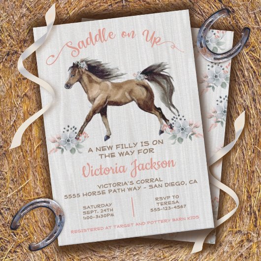 Boho Filly Horse Baby shower Kaart