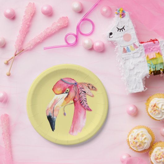 Boho Fiona Flamingo Paper Borden Papieren Bordje (Feest)